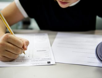 Student doing the test exam